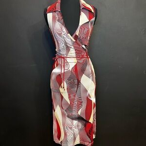 Y2K Vintage Studio F Red and White Illusion Midi Dress